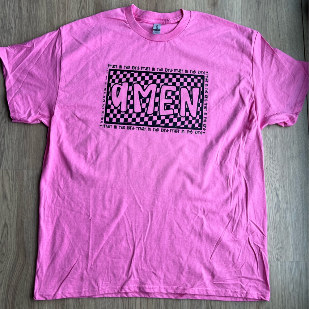 Amen gildan pink t-shirt size XL brand new